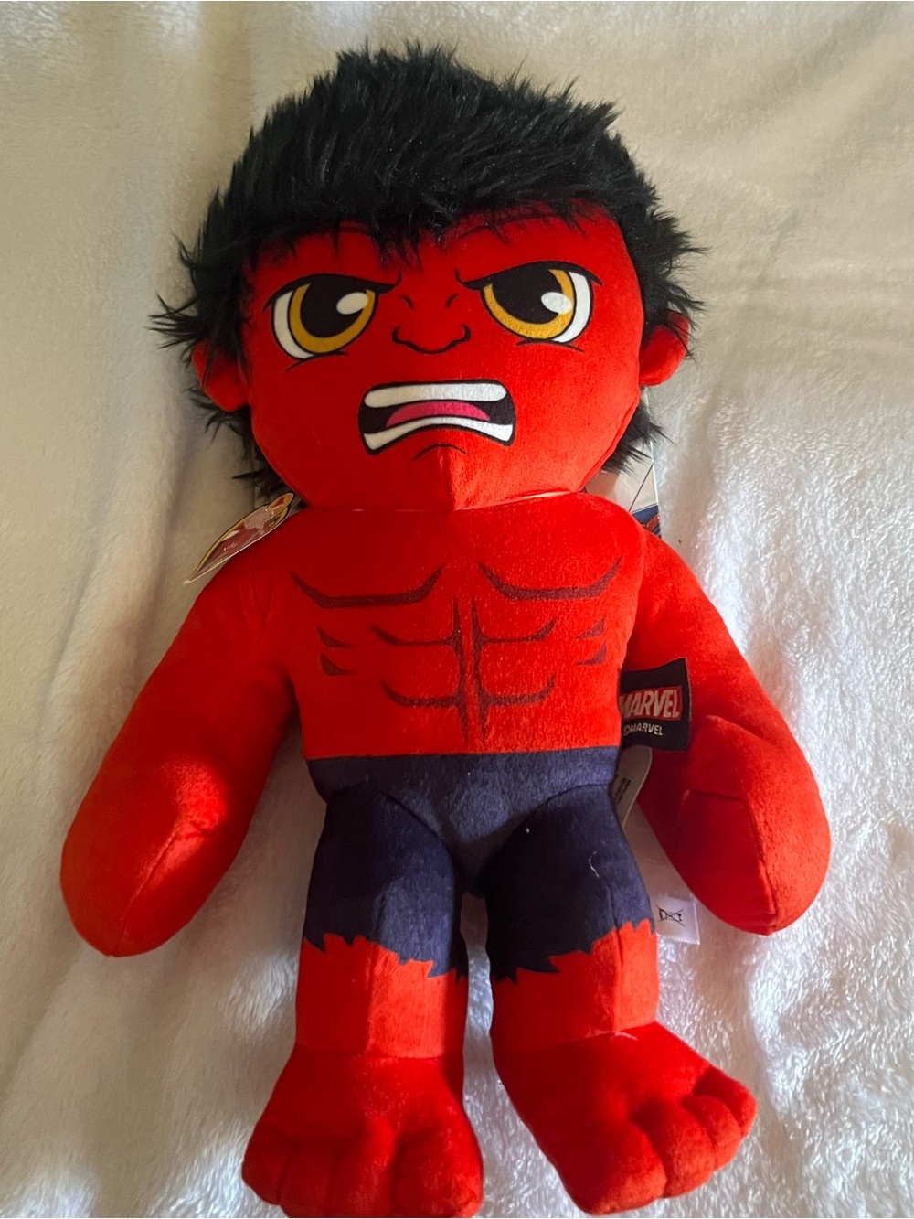 Marvel Red Hulk Plush - Red with Black Hair and Yellow Eyes